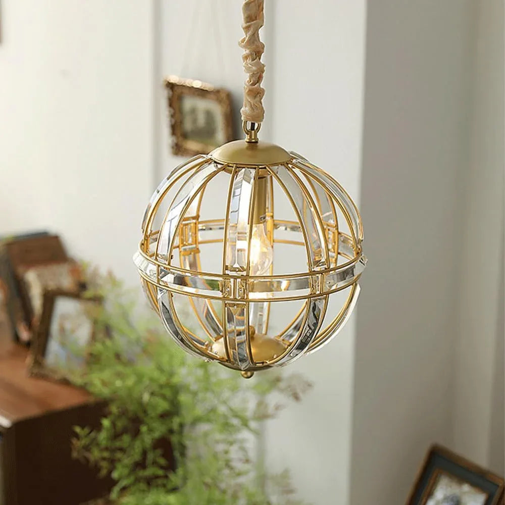 Audara-12-inch Diameter Crystal Pendant Light, Spherical Decorative Lamp, Bohemian Style, European Minimalist Style, Suitable for Bedrooms, Hotels, Entryways, Kitchen Islands, and Other Scenarios.