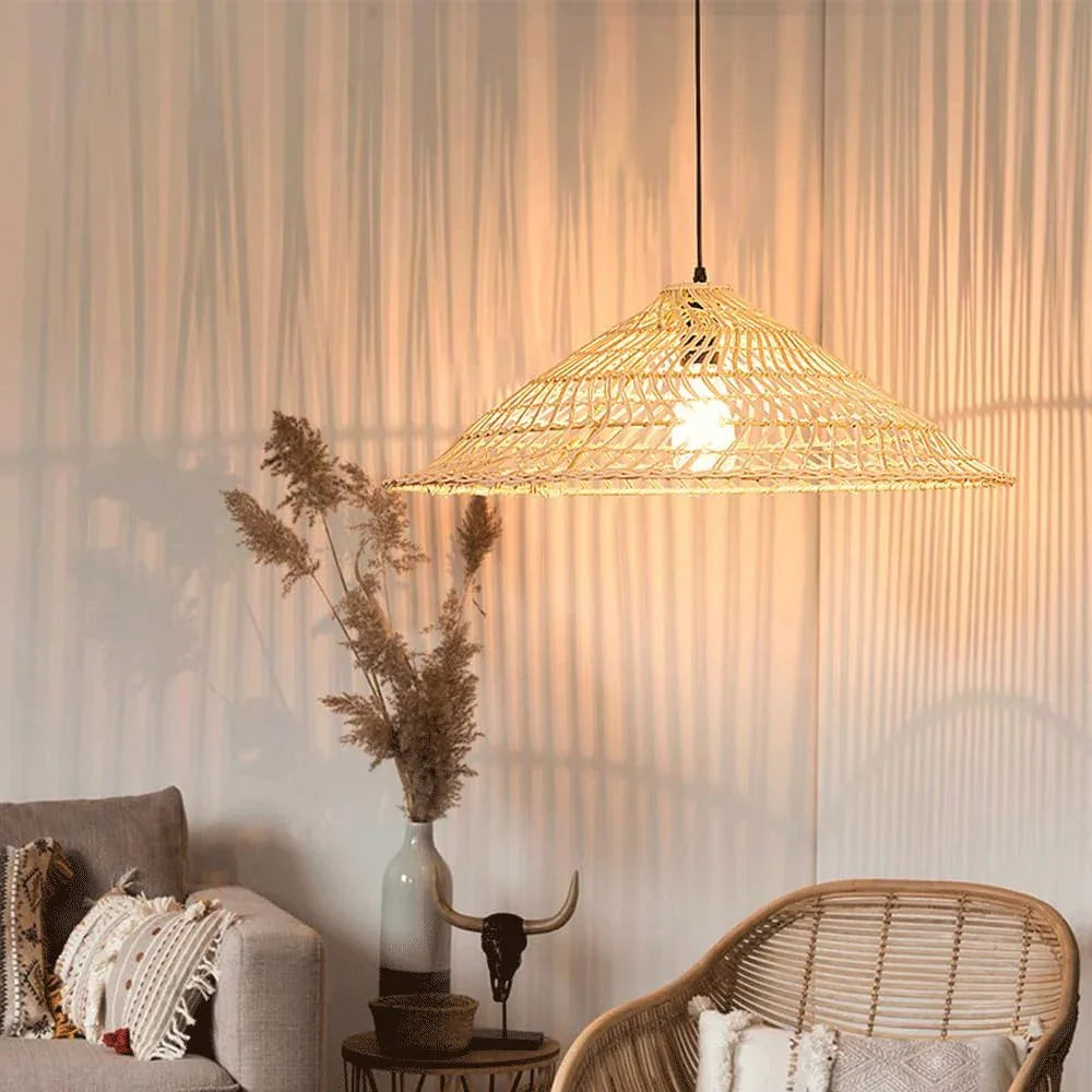 Audara-20-inch Woven Pendant Light Bohemian, Wabi-Sabi, and Multi-Style Ceiling Light Fixture Suitable for Bedrooms, Hotels, Study Rooms, Dining Areas, Entryways, and More Retro Lamp