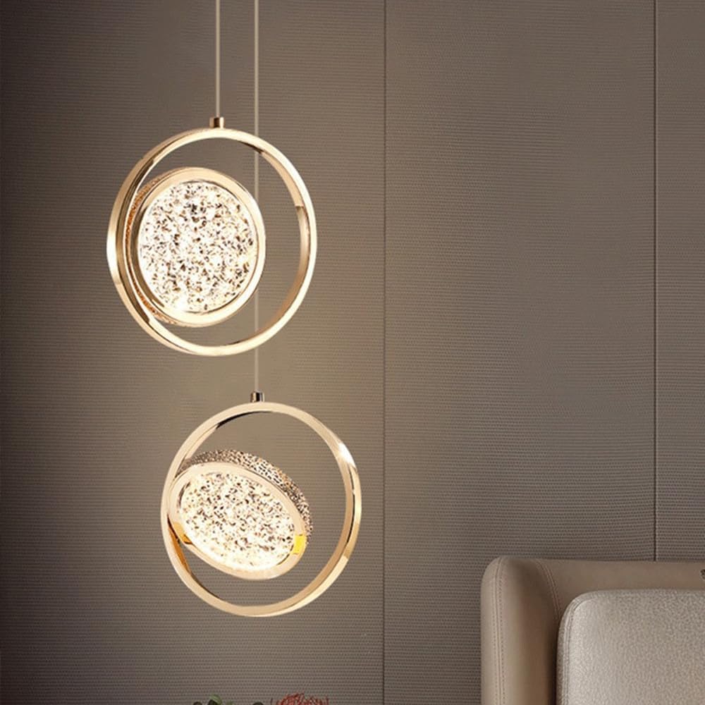 Audara-Crystal Pendant Light, A Modern and Understated Luxury Style 9in*2 Pendant Lamp, Suitable for Various Lighting Scenarios Such As Bedrooms, Dining Rooms, Entryways, and Kitchen Islands.
