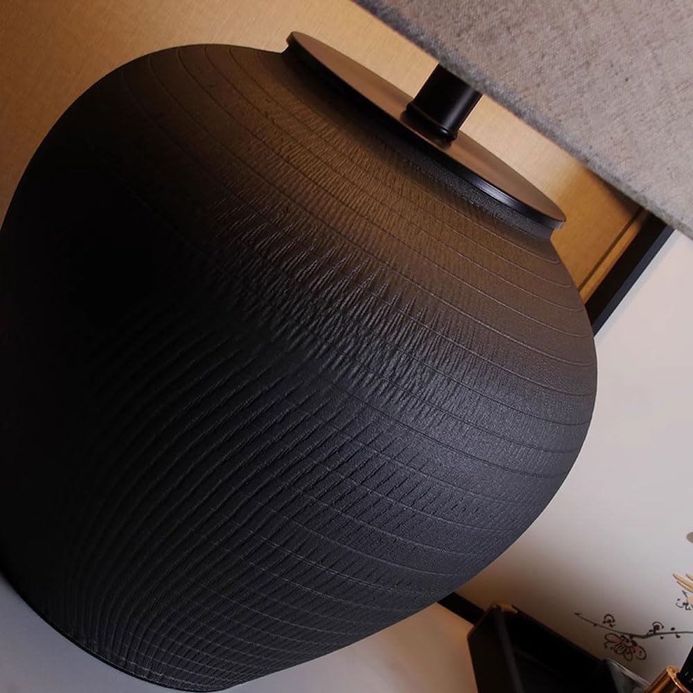 Audara-Chinese Light Luxury Linen Pottery Pot Desk Light Classic Elegant Villa Tea House Study Desk Lamp Living Room Bedroom Bed Office Table Lamp B&B Hotel Farmhouse Country Lighting Fixture