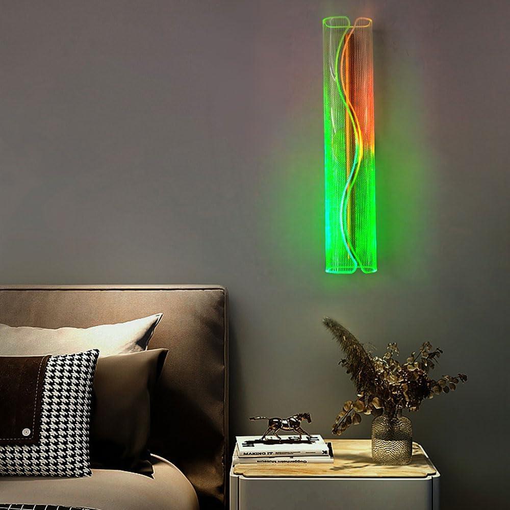 Audara-Warm And Romantic Acrylic Wall Lamp RGB Colorful Changing Light Living Room Backdrop Wall Lights 23.22in Bedroom Bedside Hotel Wall Sconces Suitable For Club Bar Lighting Fixture (with Remote Control)