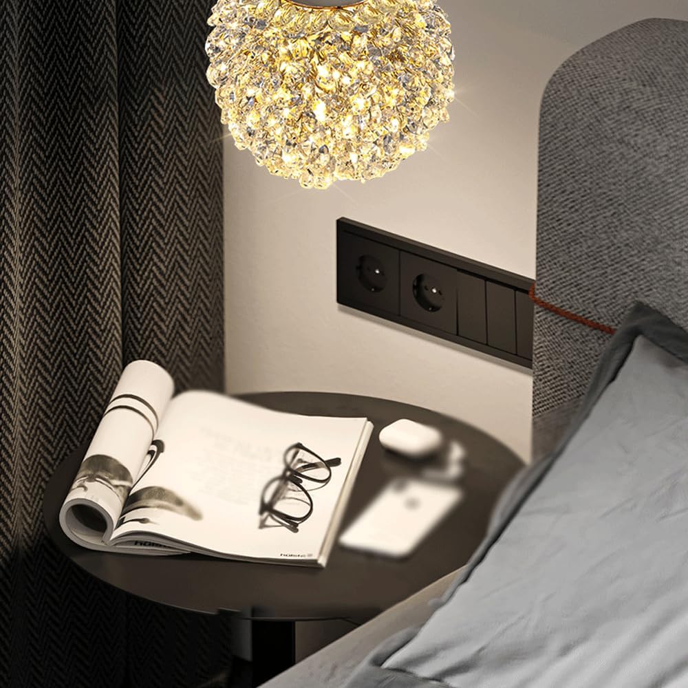 Audara-5-inch Lychee-Shaped Crystal Chandeliers Can Be Installed in Various Spaces Such As Bedrooms, Hotels, and Kitchen Islands. Glass Round Chandelier for Living Room in Minimalist European Style.