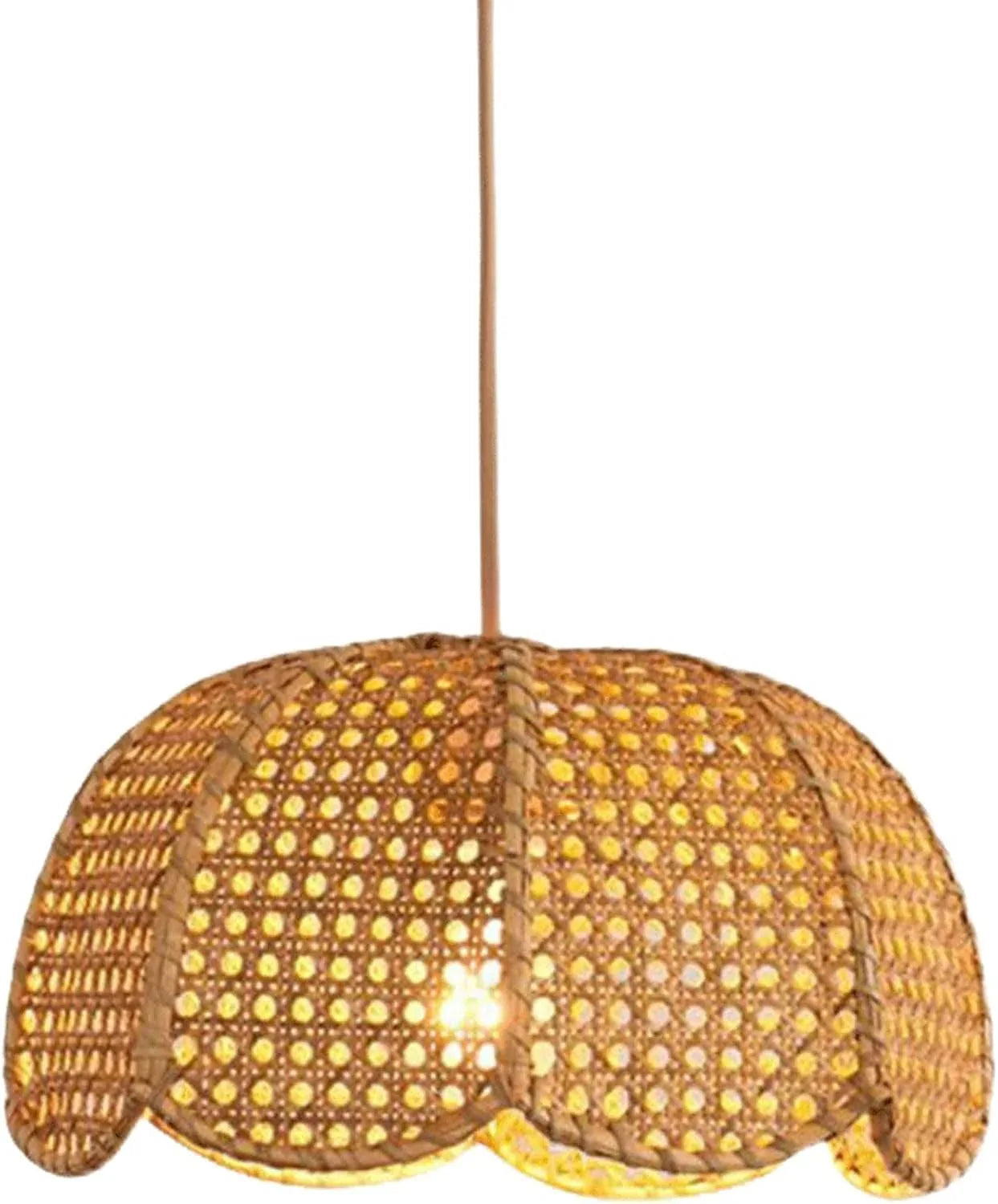 Audara-16in Woven Pendant Light Rattan Bohemian Wabi-Sabi Tropical Multi-Style Ceiling Light Fixture Suitable for Bedrooms, Hotels, Study Rooms, Dining Areas, Entryways, and More Retro Lamp