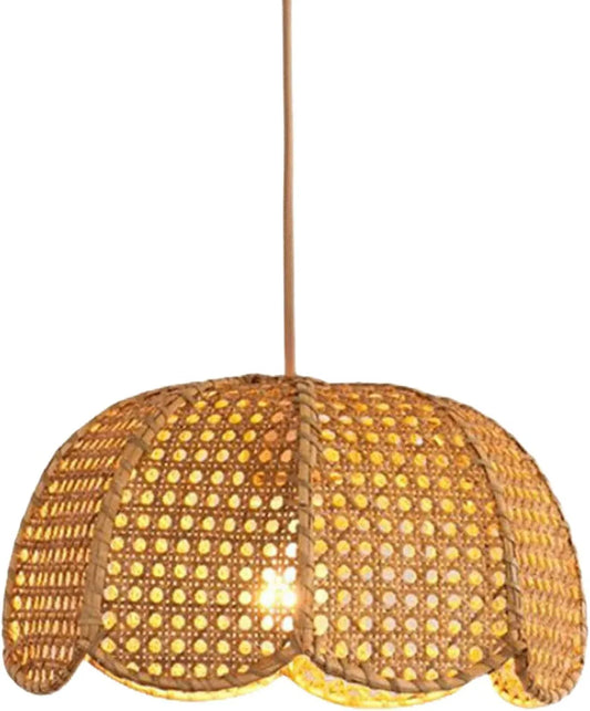 Audara-16in Woven Pendant Light Rattan Bohemian Wabi-Sabi Tropical Multi-Style Ceiling Light Fixture Suitable for Bedrooms, Hotels, Study Rooms, Dining Areas, Entryways, and More Retro Lamp