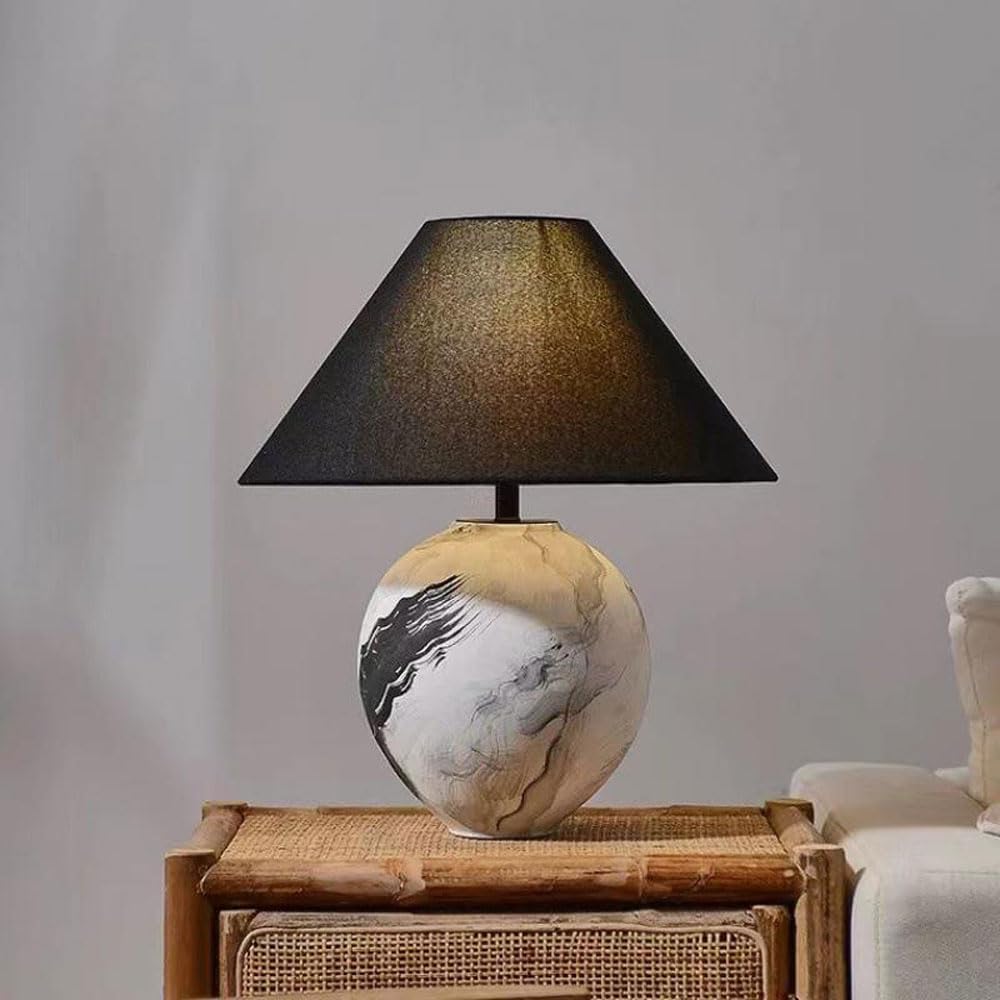 Audara-Wabi-sabi Wind Retro Ceramic Cloth Desk Light Japanese Art Bedroom Bedside Desk Lamp Mall Hotel Front Desk Restaurant Table Lamp Farmhouse Coffee Shop Living Room Office Lighting Fixture