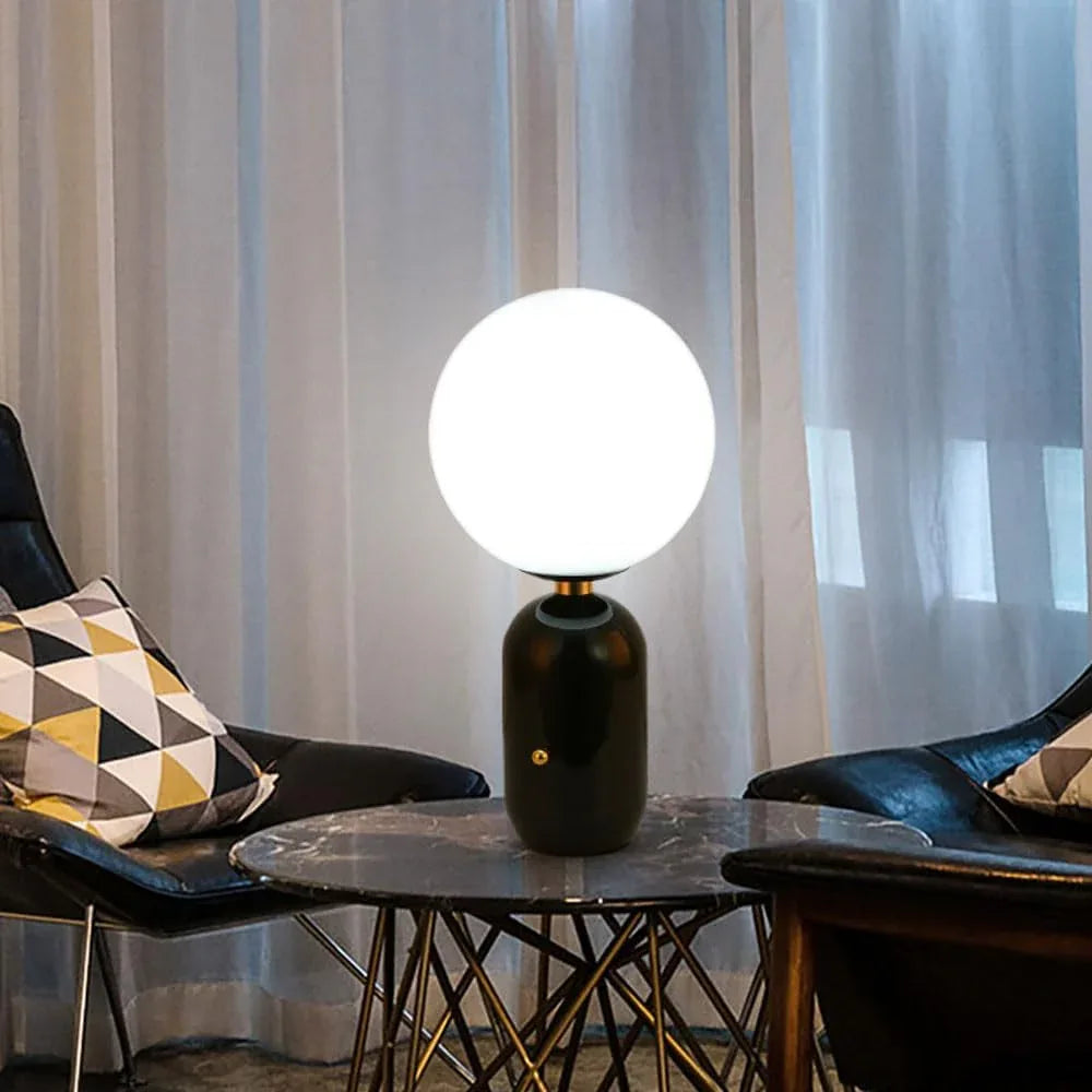Audara-Scandinavian Simple Study Office Living Room Desk Light Creative Light Luxury Metal Milk White Orb Glass Desk Lamp Dormitory Apartment Bedroom Bedside Table Lamp Cafe Restaurant Lighting Fixture