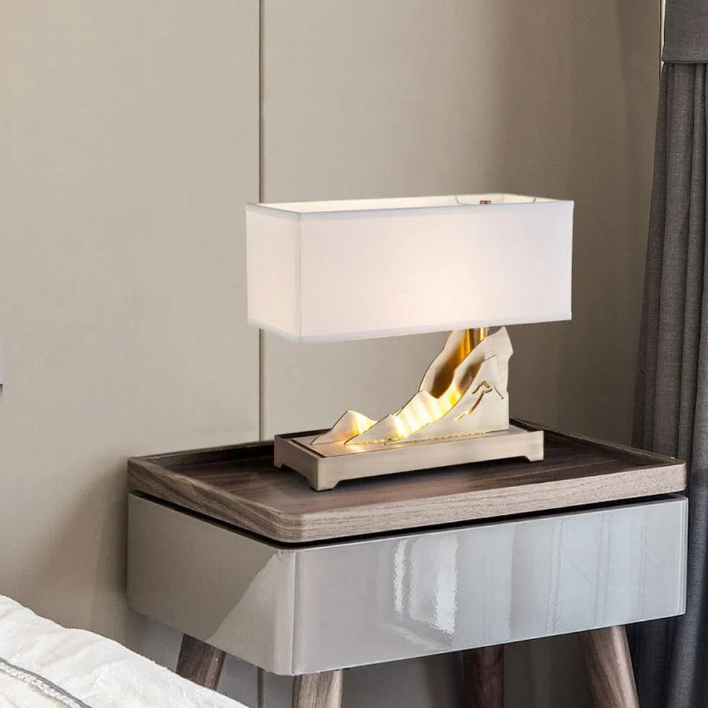 Audara-New Chinese Zen Hotel Front Desk Office Desk Light Creative Mountain Shape Metal Desk Lamp Bedroom Model Room Study Room Table Lamp Villa Club Restaurant B&B Lighting Fixture