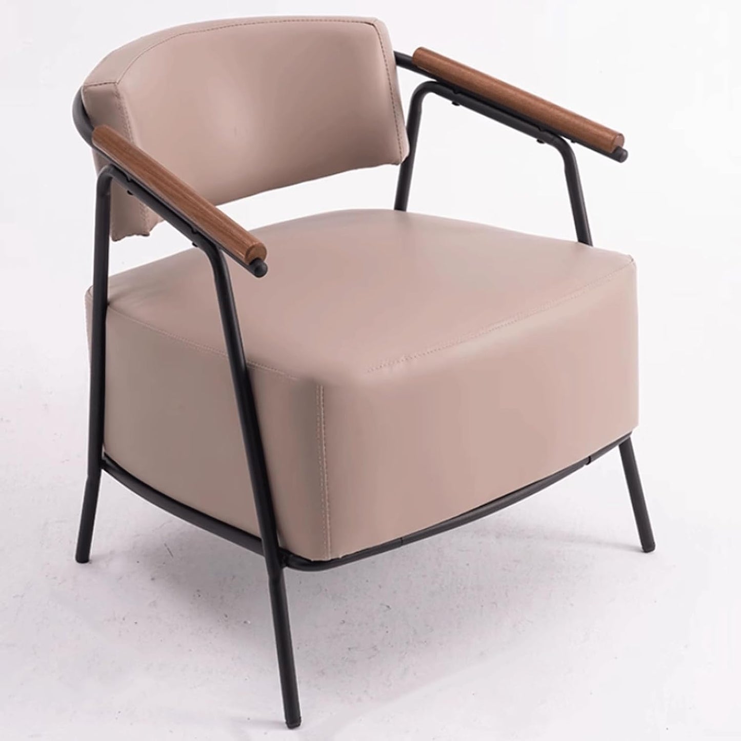 Audara-28 inch Casual Armchair Sofa Chair, Brown Leather Decorative Chair, Retro Style Sofa, Carbon Steel Chair Legs, Suitable for Living Room, Bedroom, Dining Room.
