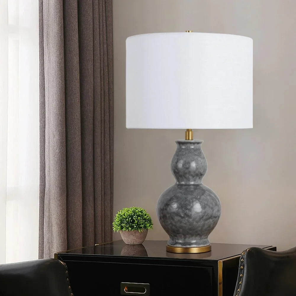 Audara-New Chinese Creative Gourd Shaped Ceramic Desk Light Luxury Living Room Office Study Desk Lamp Bedroom Apartment Coffee Shop Table Lamp Villa Farmhouse Cafe Club Lighting Fixture