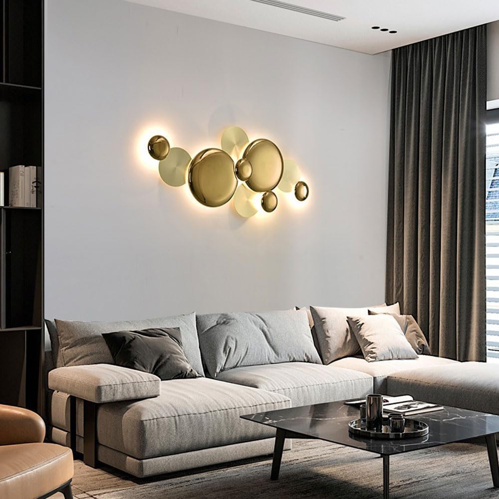 Audara-Nordic Light Luxury Large Aluminum Wall Lamp Modern Simple Villa Living Room Backdrop Wall Lights Luxury Hotel Bedroom Bedside Wall Sconces Suitable For High-end Restaurant Cafe Lighting Fixture