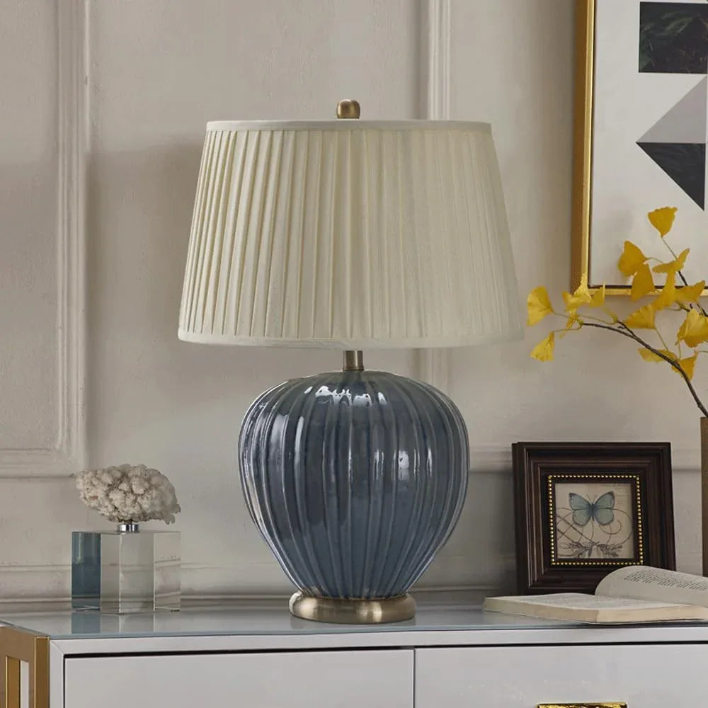 Audara-New Chinese Living Room Restaurant Hotel Front Desk Light American Simple Bedroom Bedside Reading Desk Lamp Warm Ceramic Fabric Table Lamp Club Mall Front Desk Cafe Lighting Fixture