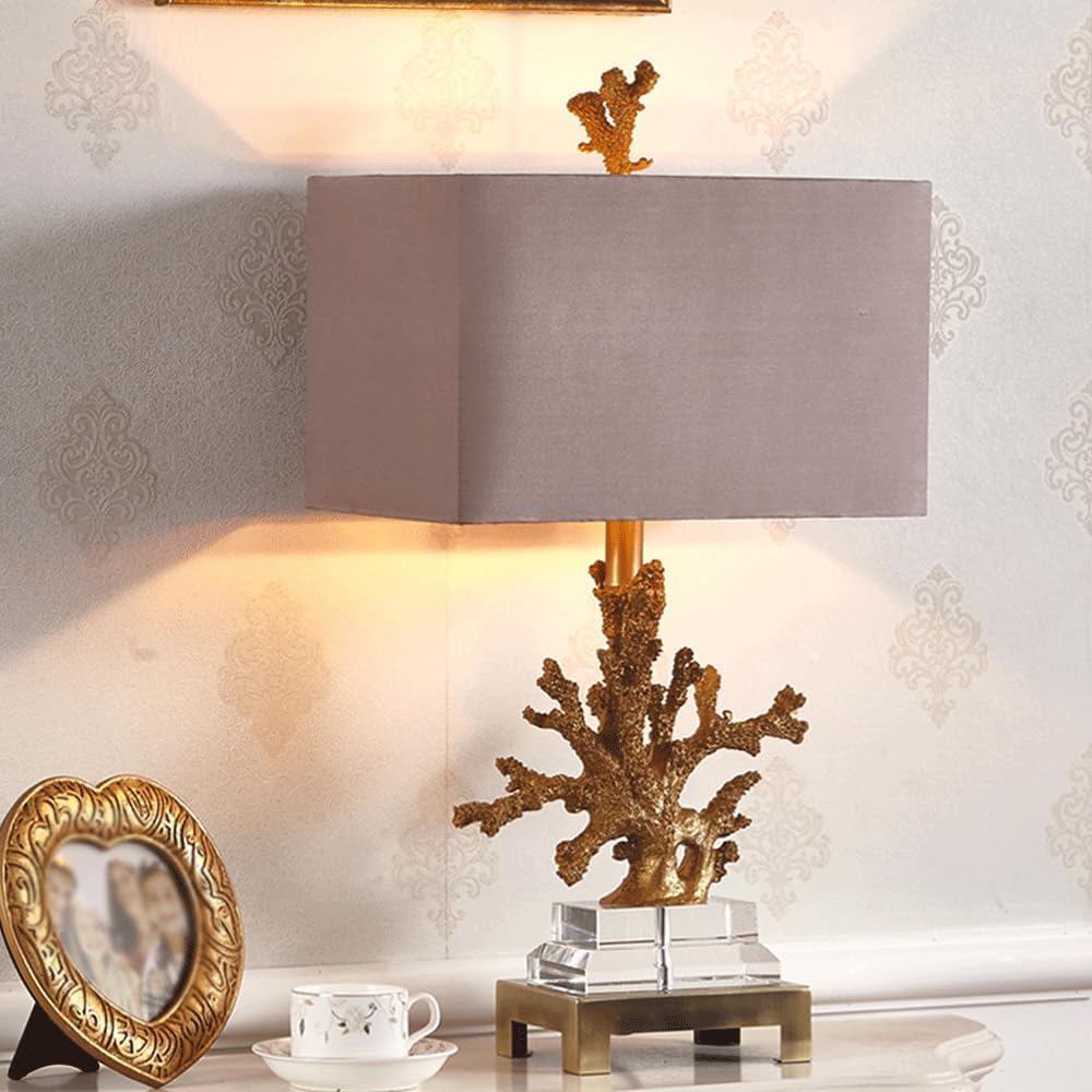 Audara-American Luxury Coral Shaped Resin Crystal Desk Light Creative Hotel Study Room Desk Lamp Tea House Restaurant Coffee Shop Table Lamp Villa Club Decoration Lighting Fixture