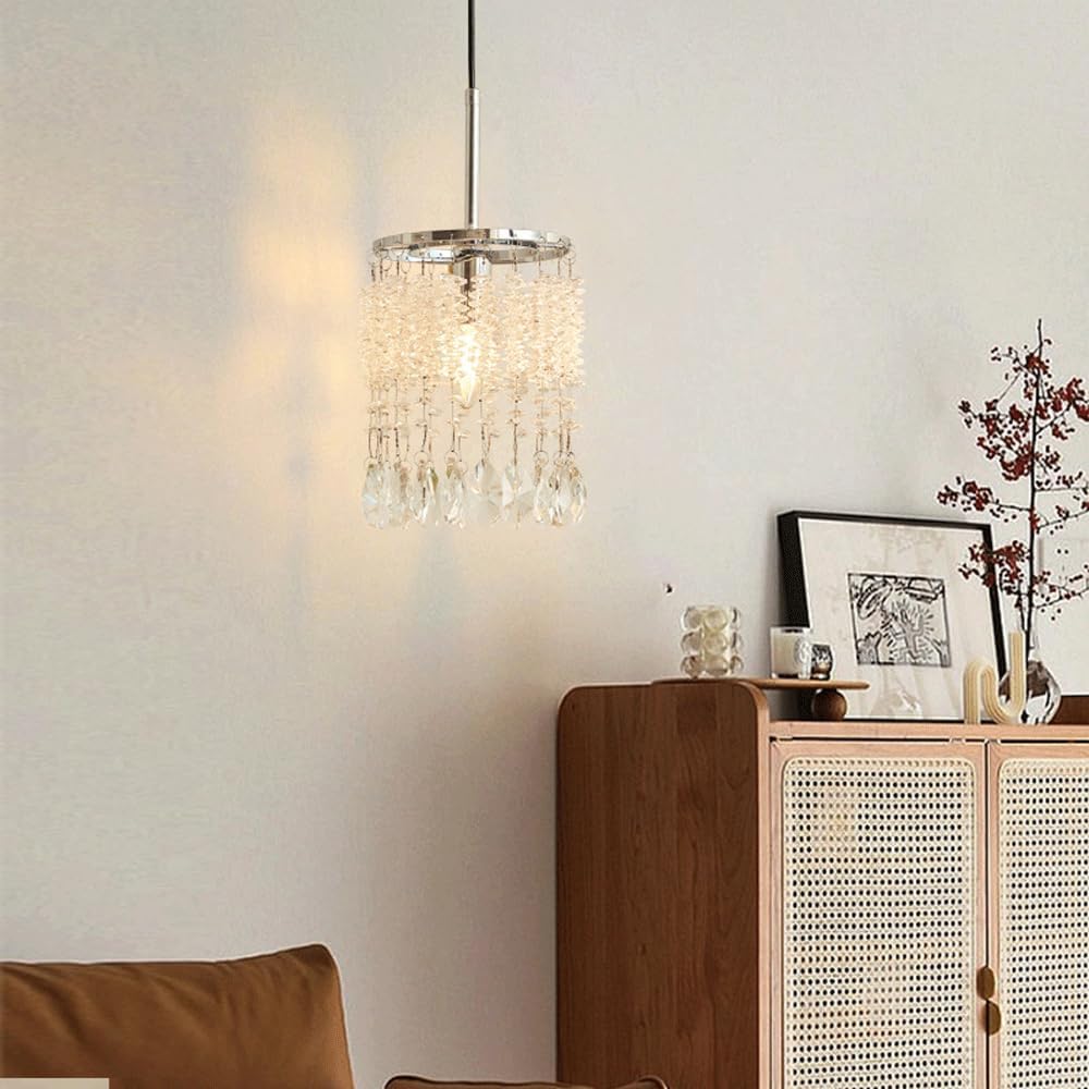 Audara-6-inch Crystal Pendant Light Suitable for Various Spaces Including Bedside, Bedroom, Hotel, Entryway, and Kitchen Island. Easily Blends Into Minimalist, Bohemian, and European Styles.