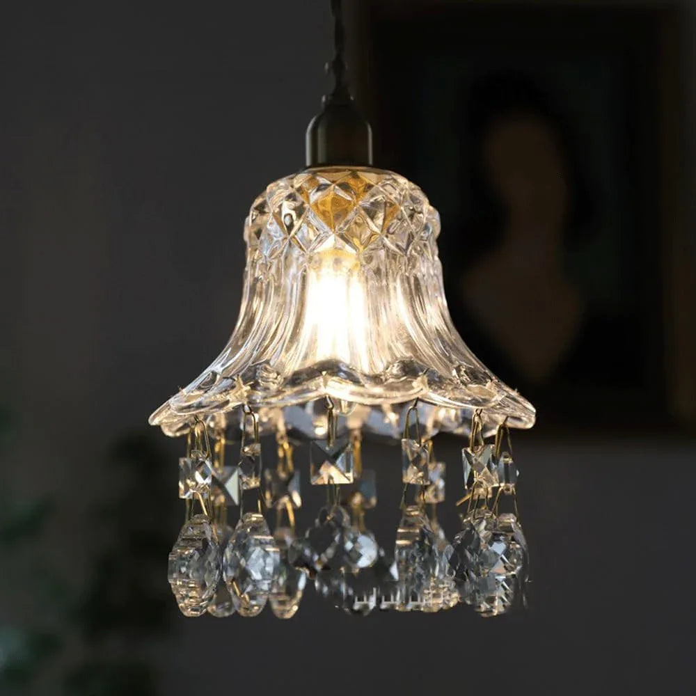 Audara-Crystal Pendant Light, 6-inch, Bohemian Style, Minimalist Design, Versatile Lighting Fixture Suitable for Living Rooms, Cafes, Dining Rooms, Kitchen Islands, and Entryways.