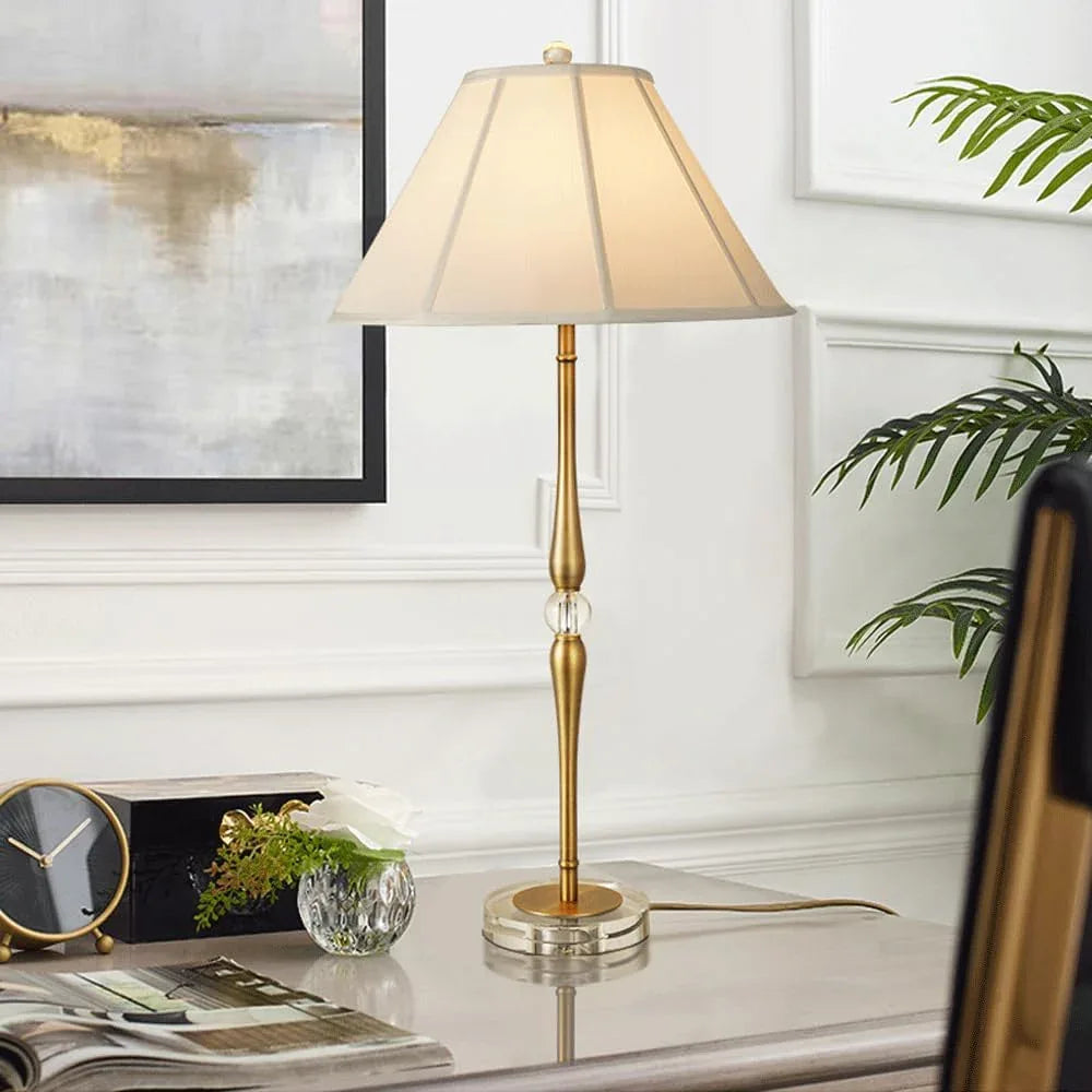 Audara-European Luxury Model Room Bedroom Bedside Desk Light Creative Living Room Counter Study Room Desk Lamp Simple Fabric Crystal Table Lamp Villa Restaurant Hotel Front Desk Coffee Shop Lighting Fixture