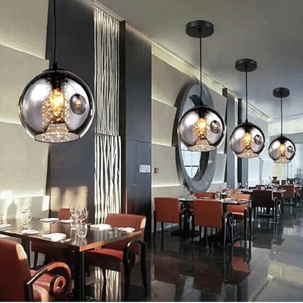 Audara-Crystal Pendant Light, European Style, Smoky Gray Glass, 8-inch Light Fixtures. Suitable For Installation In Bedside Tables, Entryways, Hotels, Shops, Living Rooms, Kitchen Islands, And Other S