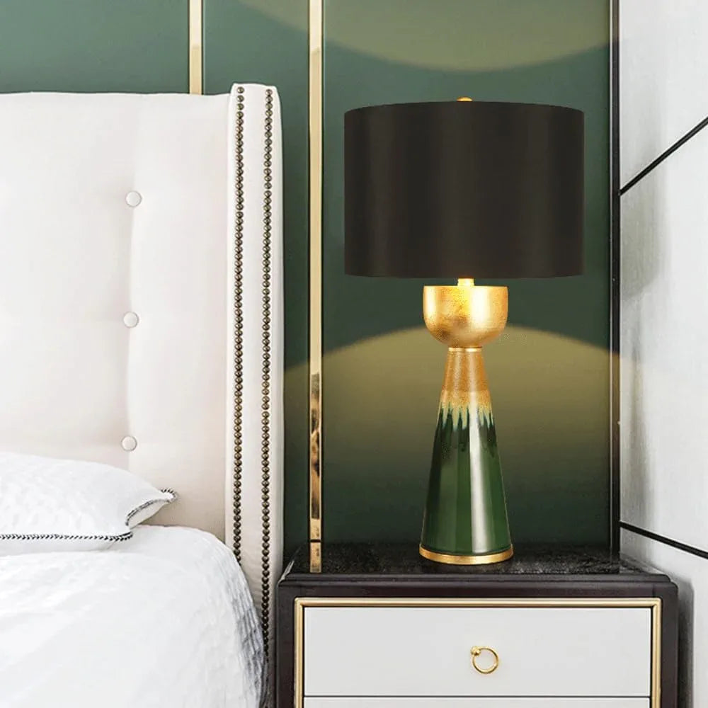 Audara-Luxury Simple Bedroom Bedside Living Room Desk Light American Style Model House Backdrop Decoration Desk Lamp High-end Fabric Ceramic Table Lamp Villa Club Showcase Lighting Fixture
