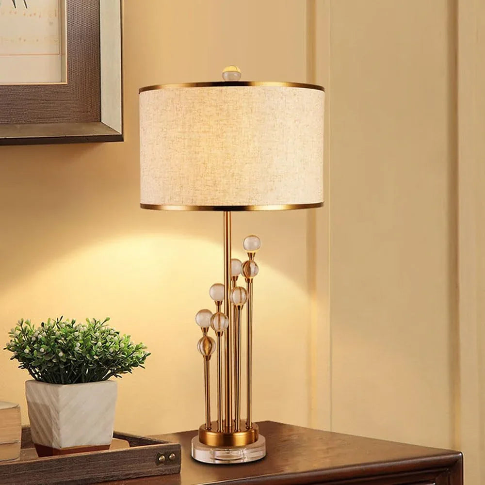 Audara-Scandinavian Luxury Living Room Bedroom Desk Light Creative Fabric Crystal Desk Lamp Club Mall Coffee Shop Villa Dining Room Lighting Fixture Study Office Apartment Decoration Table Lamp