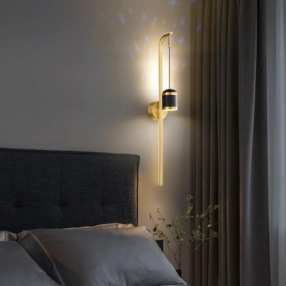 Audara-Postmodern Scandinavian Full Copper Wall Lamp Bedroom Bedside Ambient Wall Lights Creative Study Room Decorative Sconces Aisle Corridor Entrance Mounted Lighting Fixture