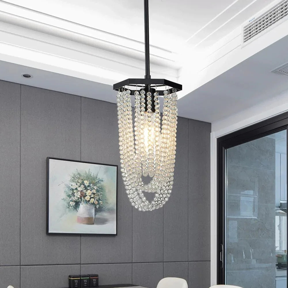 Audara-Crystal Pendant Light, A Modern and Understated Luxury Style 7-inch Pendant Lamp, Suitable for Various Lighting Scenarios Such As Bedrooms, Dining Rooms, Entryways, and Kitchen Islands