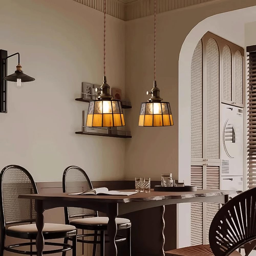 Audara-6-inch Industrial-Style Glass Pendant Lights, Suitable for Decorative Pendant Lights in Tea Restaurants, Hallways, Balconies, Living Rooms, Hotel Entrances, and Cafes.