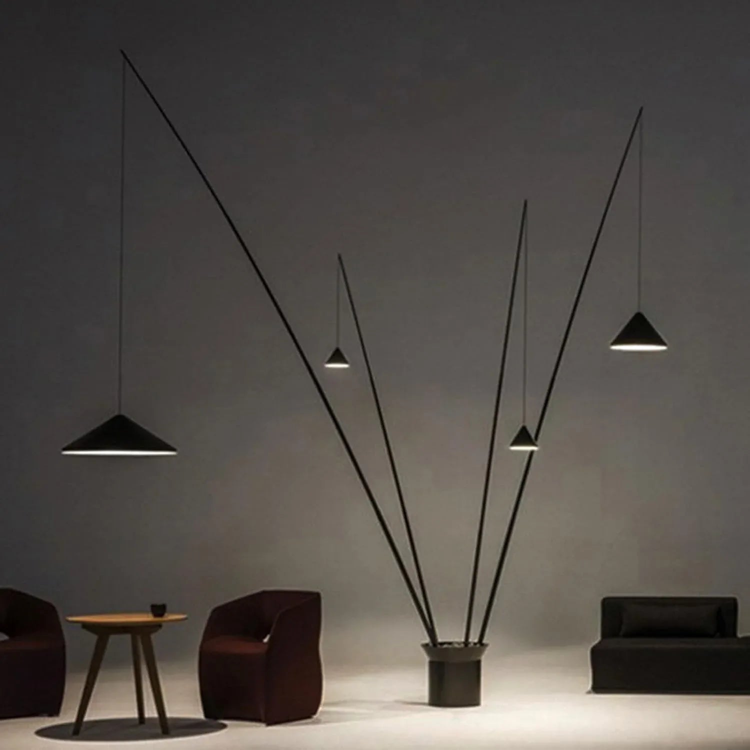 Audara-Personalized Art Hotel Model House Floor Lamp Black H47in Metal Standing Lamp Backdrop Office Corridor Torchiere Farmhouse Villa Mall Lighting Fixture