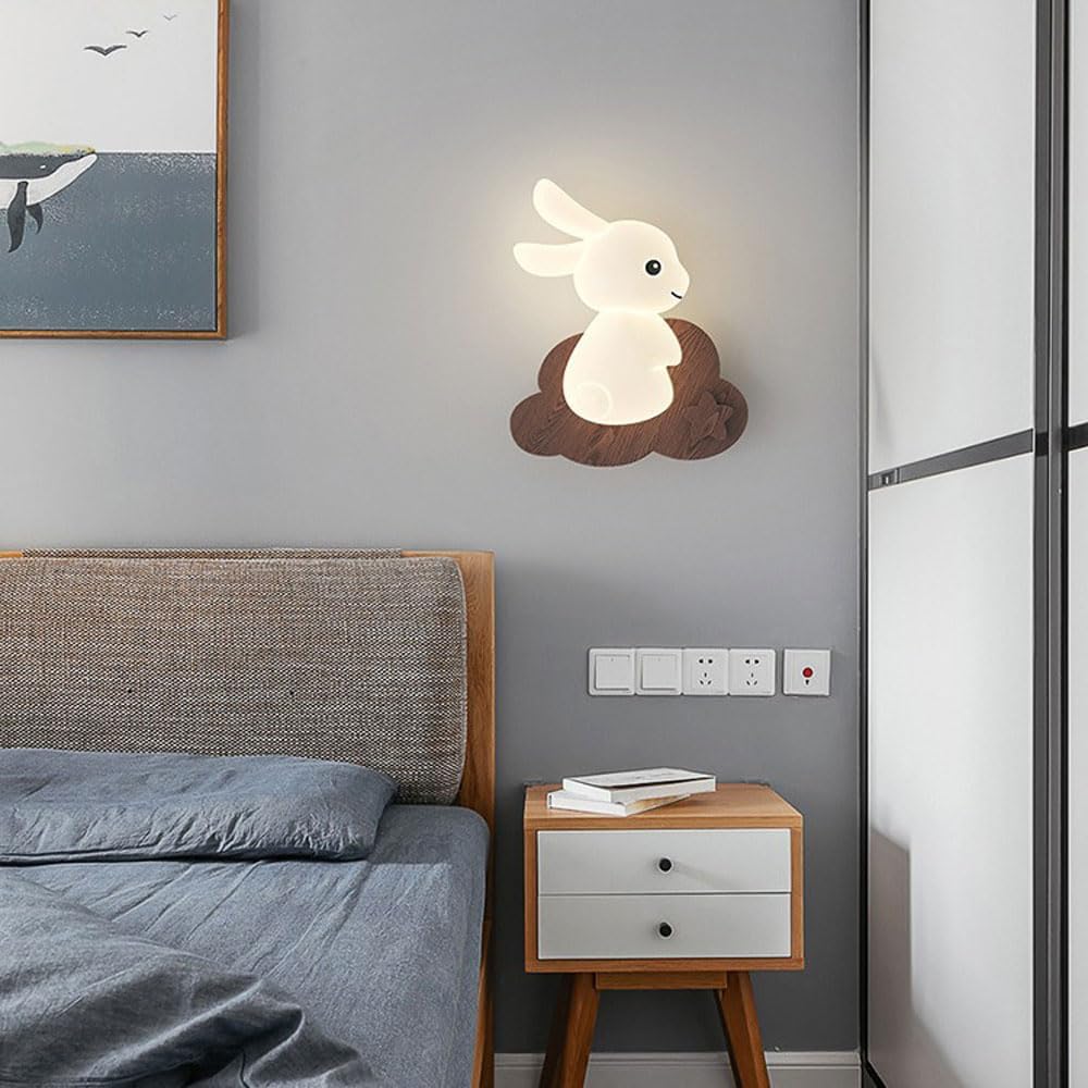 Audara-Nordic Log Full Spectrum Eye Protection Wall Lamp Cartoon Kids Bedroom Bedside Study Wall Lights 12in Living Room Corridor Entrance Wall Sconces Suitable For Welfare Home Kindergarten Lighting Fixture