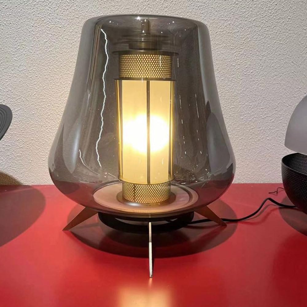 Audara-Creative Simple Study Couch Side Living Room Desk Light Scandinavian Smoke Gray Glass Desk Lamp Dining Room Coffee Shop Club Bar Table Lamp Bedroom Bedside Mall Decoration Lighting Fixture