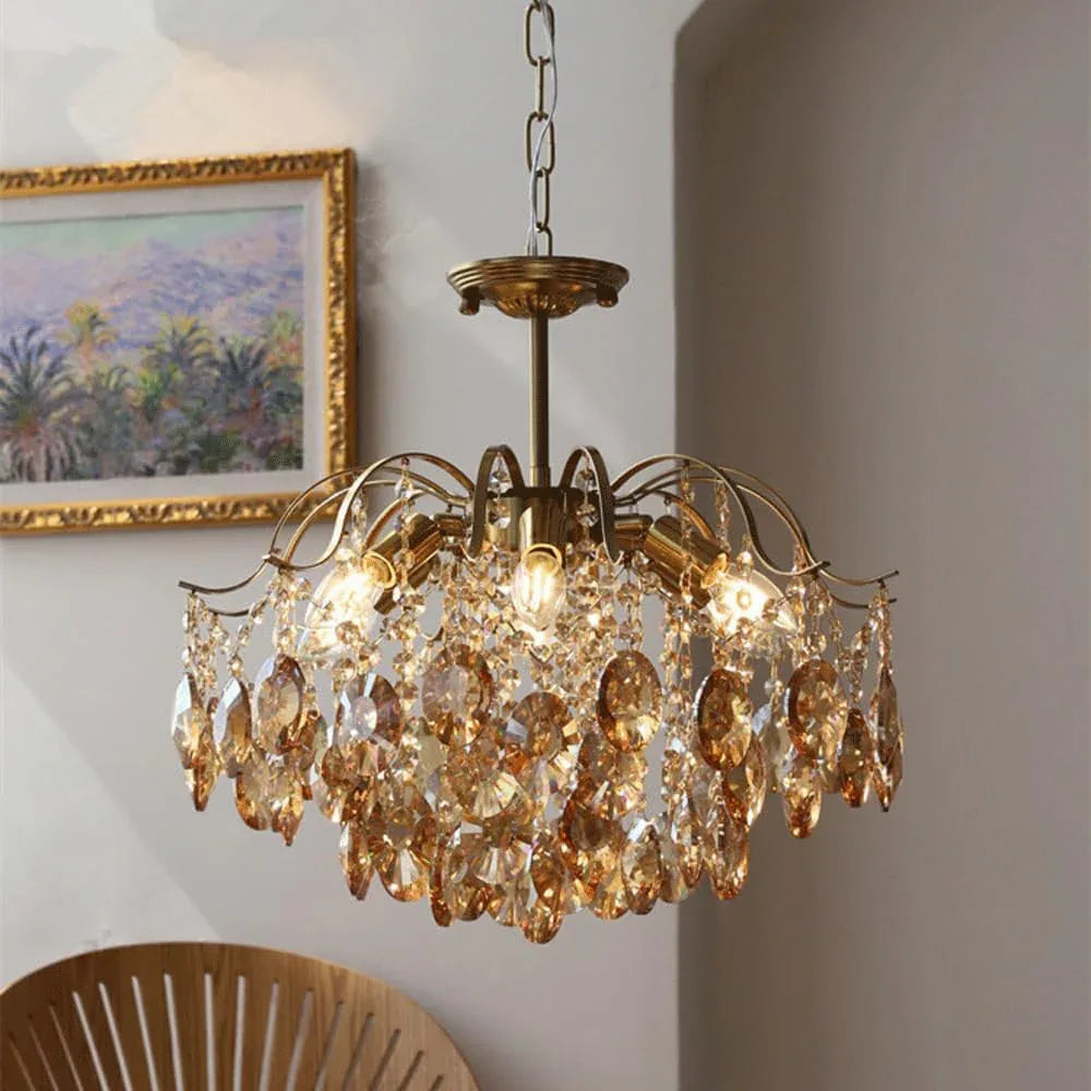 Audara-20-inch Crystal Chandeliers Chandeliers Suitable for Installation in Living Rooms, Bedrooms, Hotels, and Other Spaces Semi-Flush Mount Chandelier for Living Rooms Round Chandelier