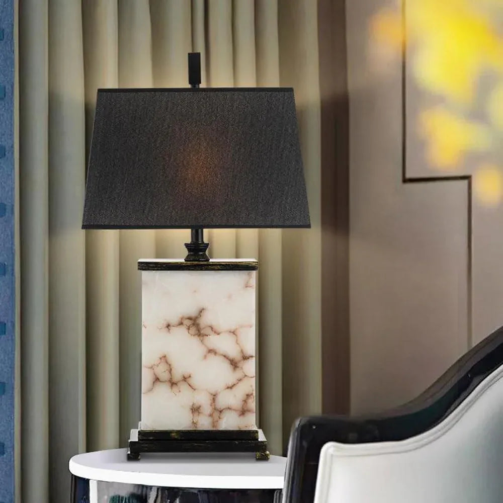 Audara-Creative Simple Bed Head Desk Light Retro Elegant Old Made Marble Desk Lamp Tea House Study Office Table Lamp Farmhouse Rural Villa Showroom Model House Lighting Fixture
