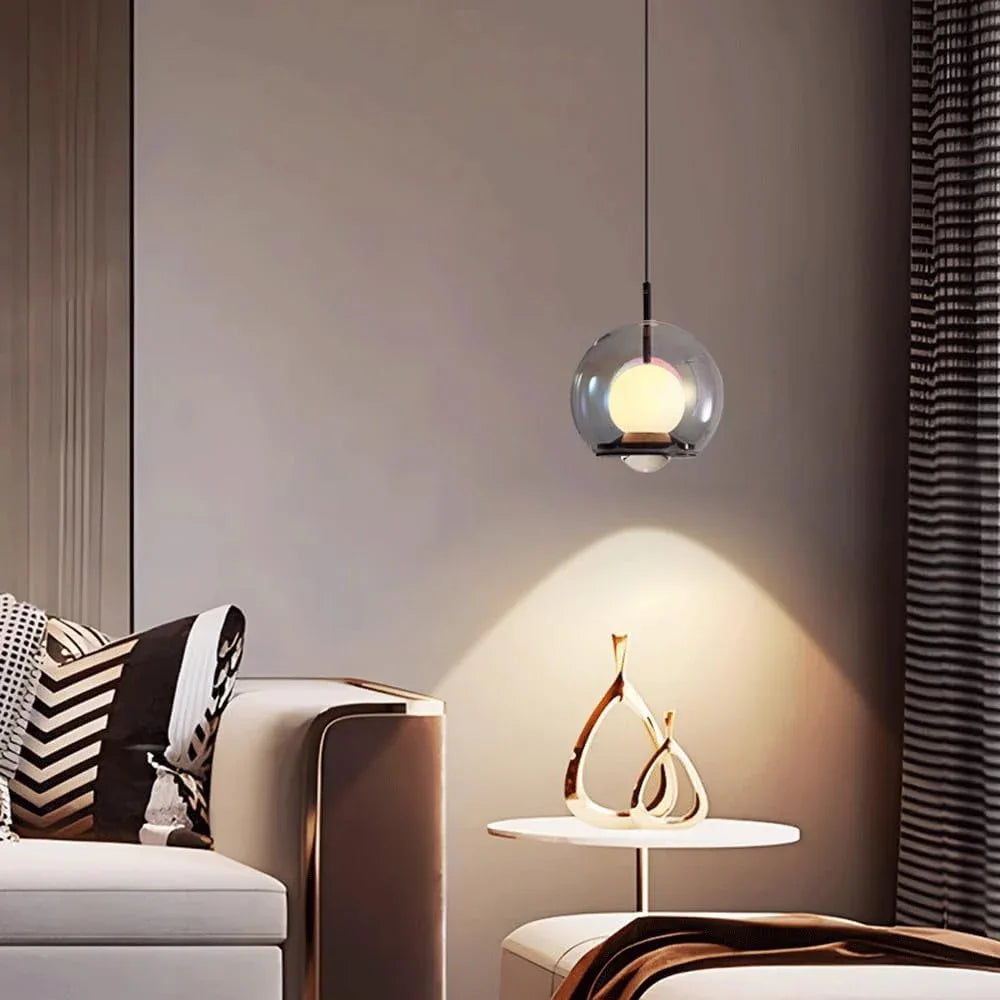 Audara-Modern Simple Liftable Bed Head Aluminum Pendant Lightled Light Luxury Creative Marble Dining Room Chandeliers Fashion Home Glass HangingLamp Living Room Sofa Background Decoration Lighting Fixture