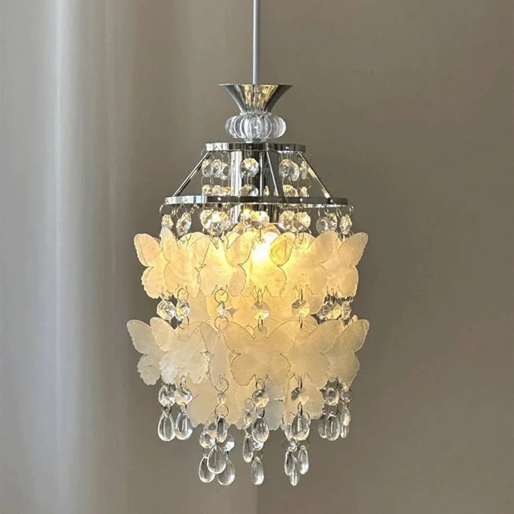 Audara-8-inch Butterfly-Shaped Crystal Chandeliers Suitable for Installation in Diverse Spaces Such As Bedrooms, Hotels, and Kitchen Islands Glass Chandelier for Living Room Minimalist European Style