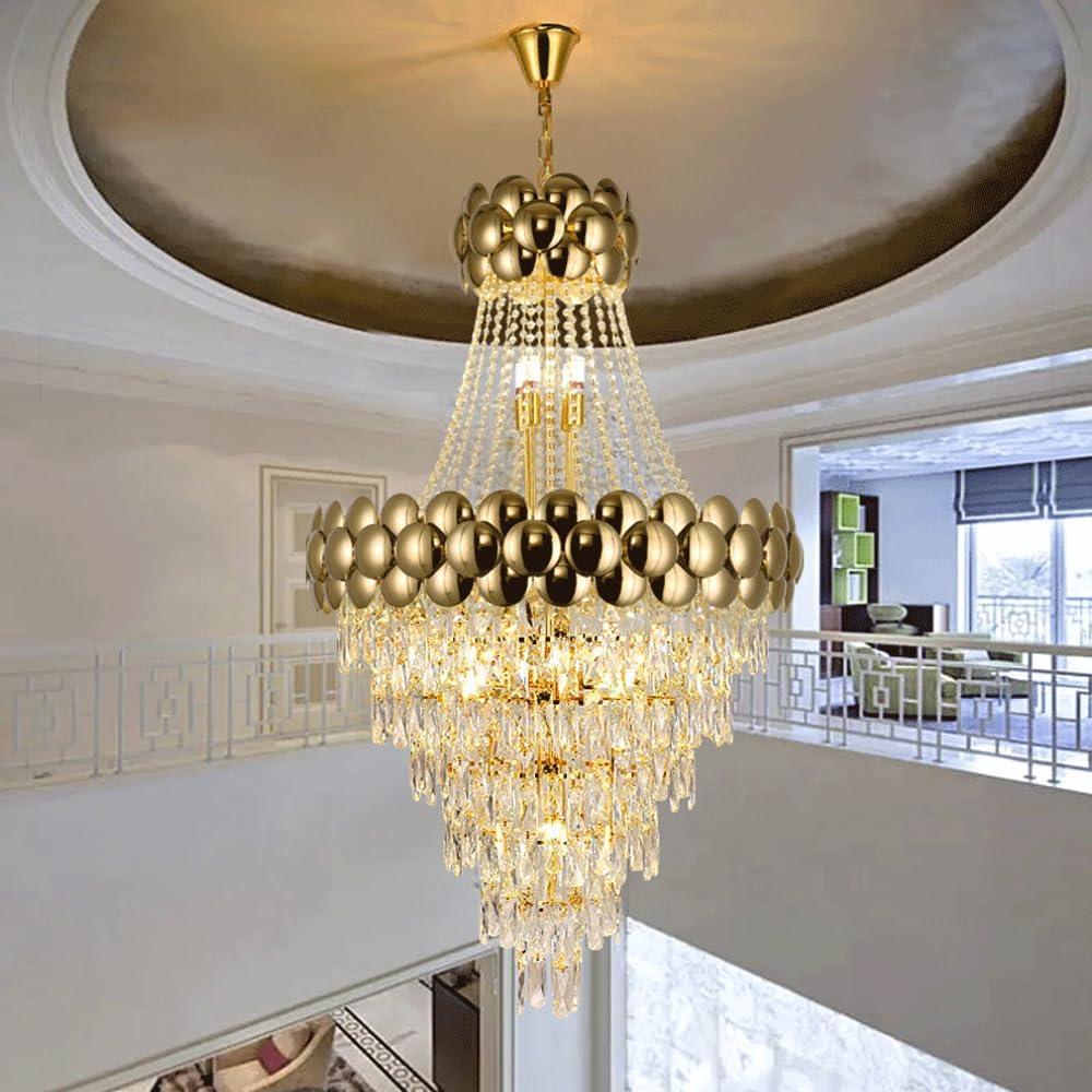 Audara-16-inch Crystal Chandeliers European Modern-Style Chandeliers for Living Rooms, Bedrooms, Studies, Hotels, and Kitchen Islands Semi-Flush Mount Chandelier
