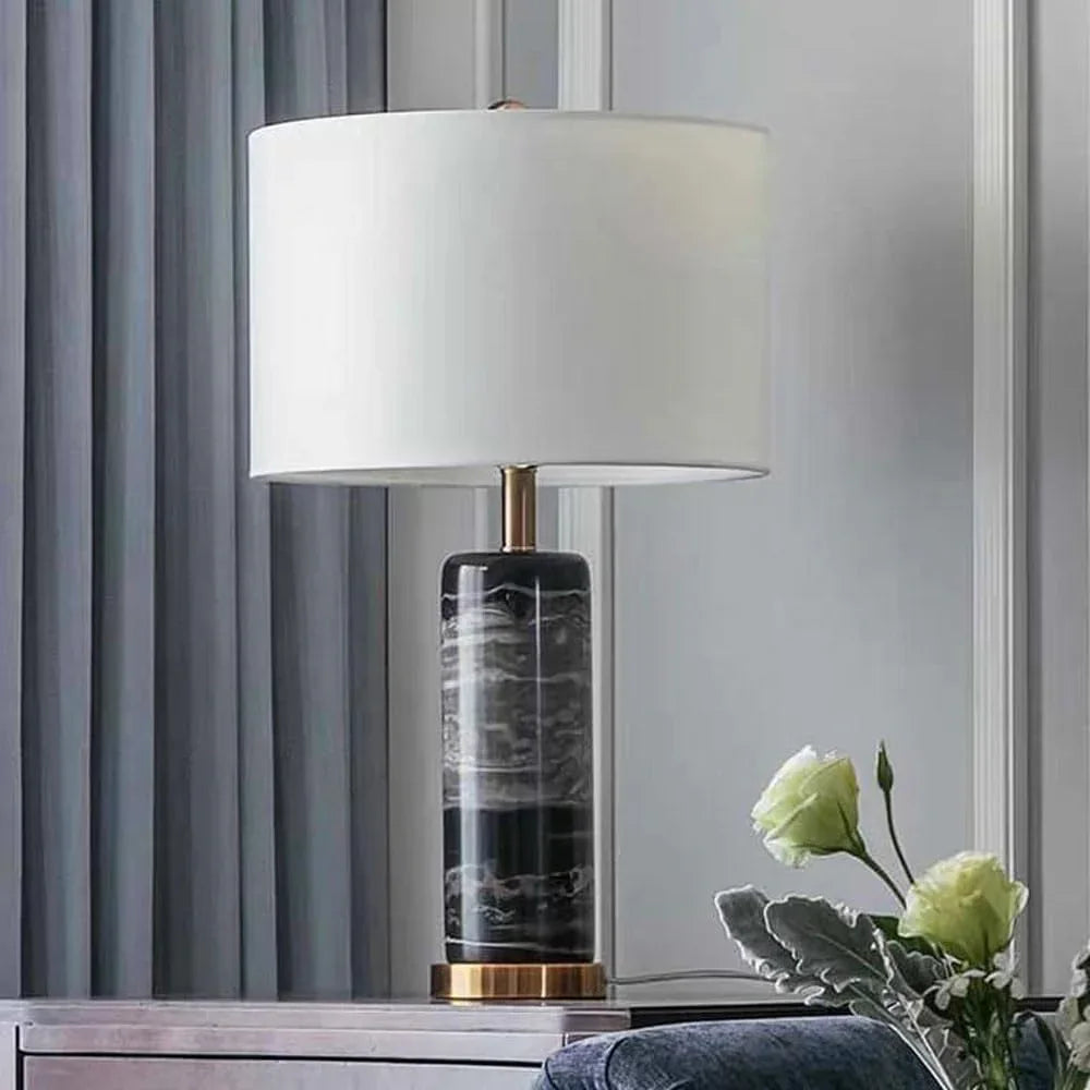 Audara-Scandinavian Luxury Living Room Bedroom Bedside Desk Light Simple High-end Fabric Marble Desk Lamp Study Office Hotel Front Desk Table Lamp Coffee Shop Restaurant Club Decoration Lighting Fixture