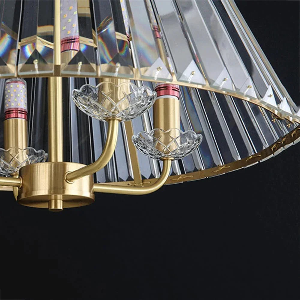Audara-19-inch Crystal Chandeliers with 4 Light Heads European Modern-Style Chandeliers for Living Rooms Suitable for Bedrooms, Studies, Hotels, Kitchens, Island Ceiling Lights Brass Chandelier