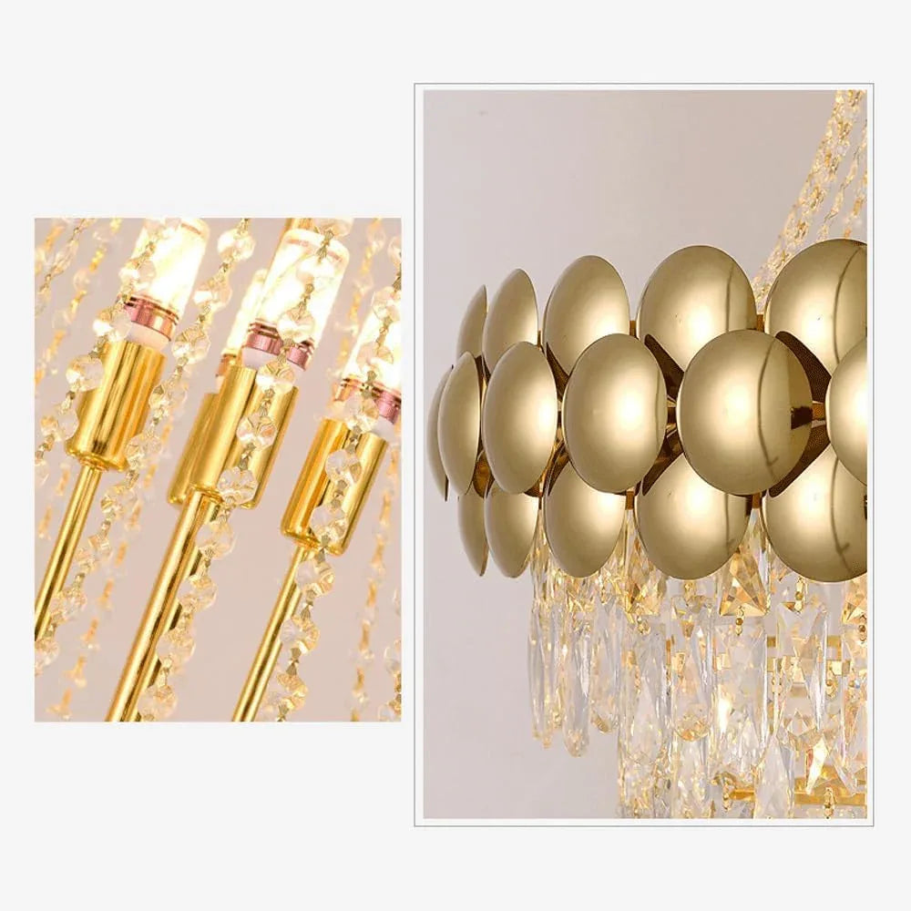 Audara-16-inch Crystal Chandeliers European Modern-Style Chandeliers for Living Rooms, Bedrooms, Studies, Hotels, and Kitchen Islands Semi-Flush Mount Chandelier