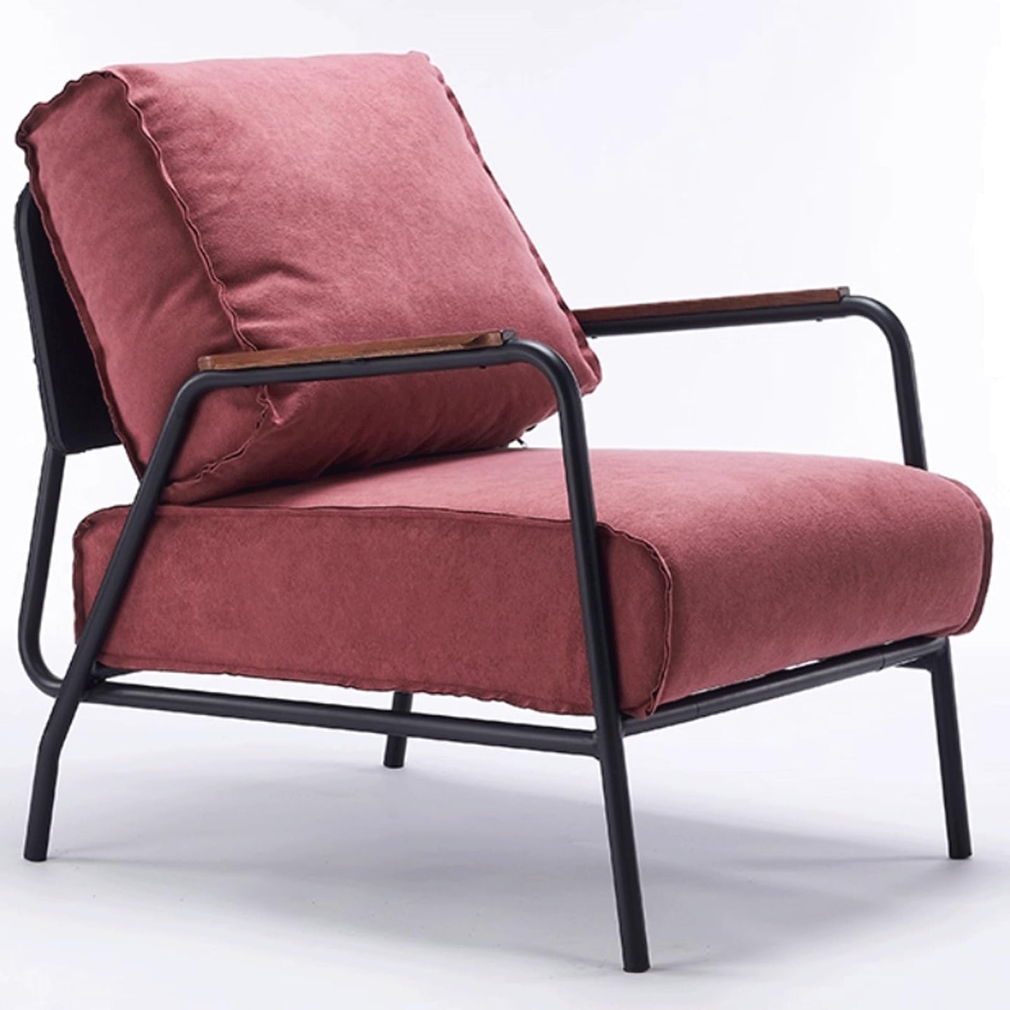 Audara-33 inch Leisure backrest Sofa Chair, Single Bench Orange Wooden armrest Oversized Accent Chair, Detachable backrest Design, Metal Frame, Suitable for Living Room, Bedroom, Reading Room