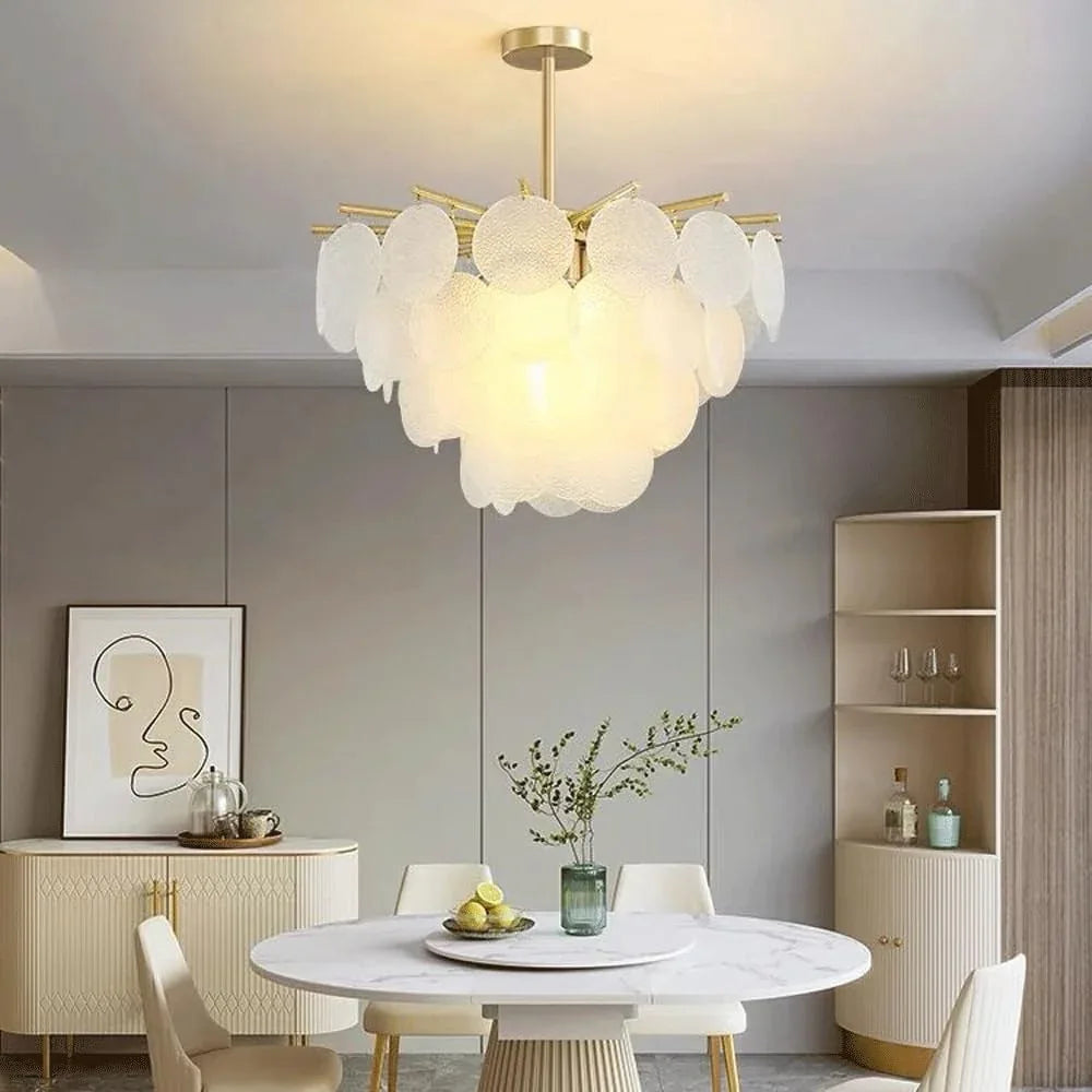 Audara-32-inch Crystal Chandeliers Can Be Installed in Various Spaces Such As Bedrooms, Hotels, and Kitchen Islands. Glass Round Chandelier for Living Room in Minimalist European Style.
