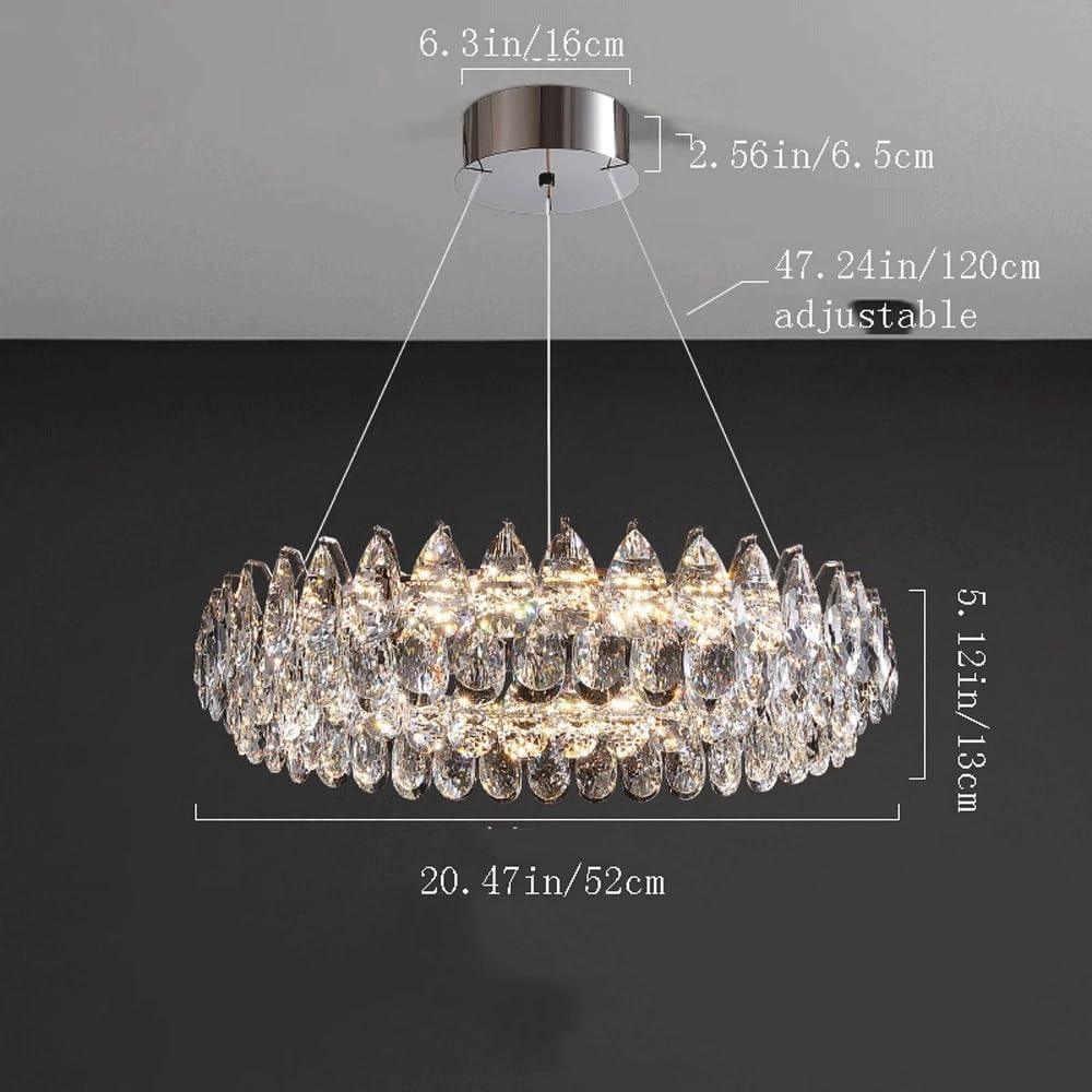 Audara-20-inch Crystal Chandeliers Chandeliers Suitable for Installation in Living Rooms, Bedrooms, Hotels, and Other Spaces Semi-Flush Mount Chandelier for Living Rooms Round Chandelier
