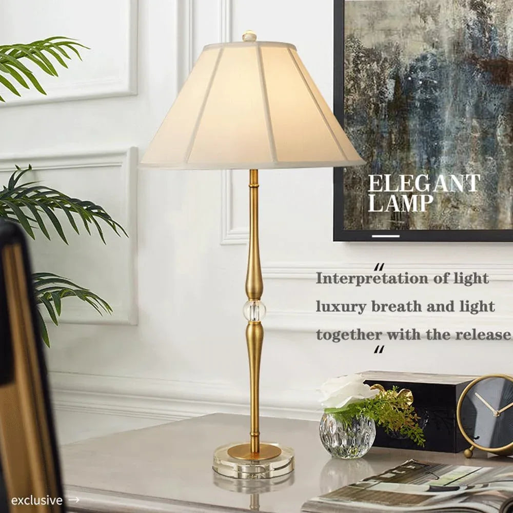 Audara-European Luxury Model Room Bedroom Bedside Desk Light Creative Living Room Counter Study Room Desk Lamp Simple Fabric Crystal Table Lamp Villa Restaurant Hotel Front Desk Coffee Shop Lighting Fixture