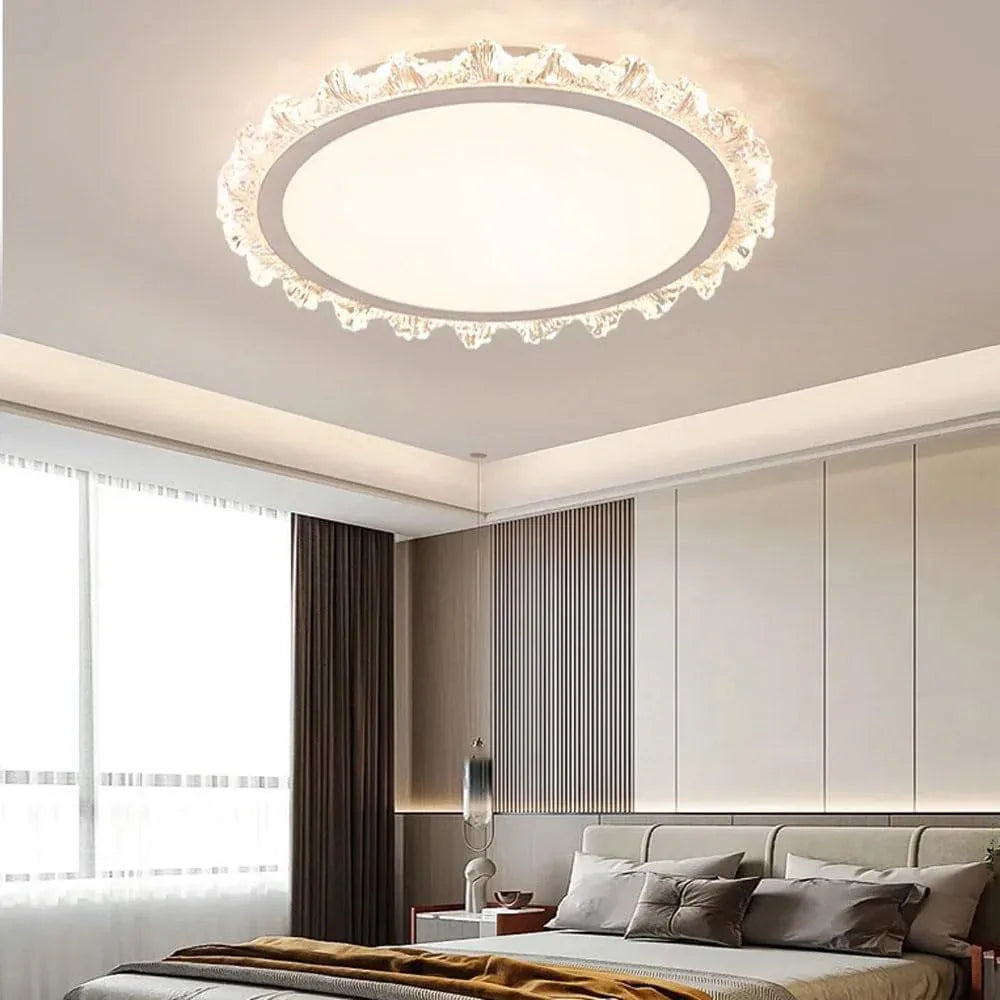Audara-French Creative Flowers Ceiling Fixtures Cream Style Simple Living Room Bedroom Ceiling Light LED Highly Visible Eye Protection Ceiling Fixtures Light Luxury Variable Light Recessed Lighting Fixture