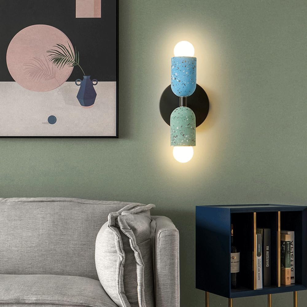 Audara-Japanese Style Wabi-sabi Style Bedroom Wall Lamp Ideas Designer Bedside Wall Lights Vintage Double Head Cement Sconces Living Room Aisle Coffee Shop Mounted Lighting Fixture