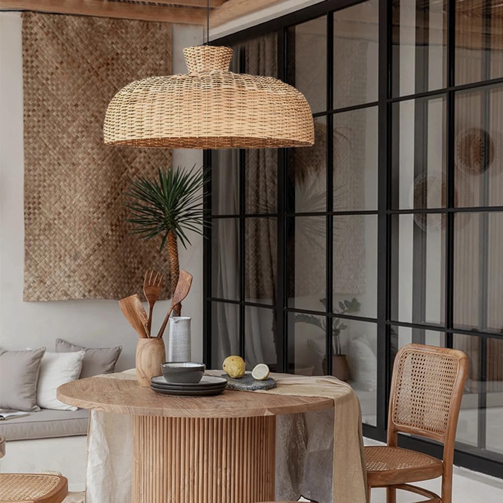 Audara-20-inch Woven Pendant Light Bohemian, Wabi-Sabi, and Multi-Style Ceiling Light Fixture Suitable for Bedrooms, Hotels, Study Rooms, Dining Areas, Entryways, and More Retro Lamp