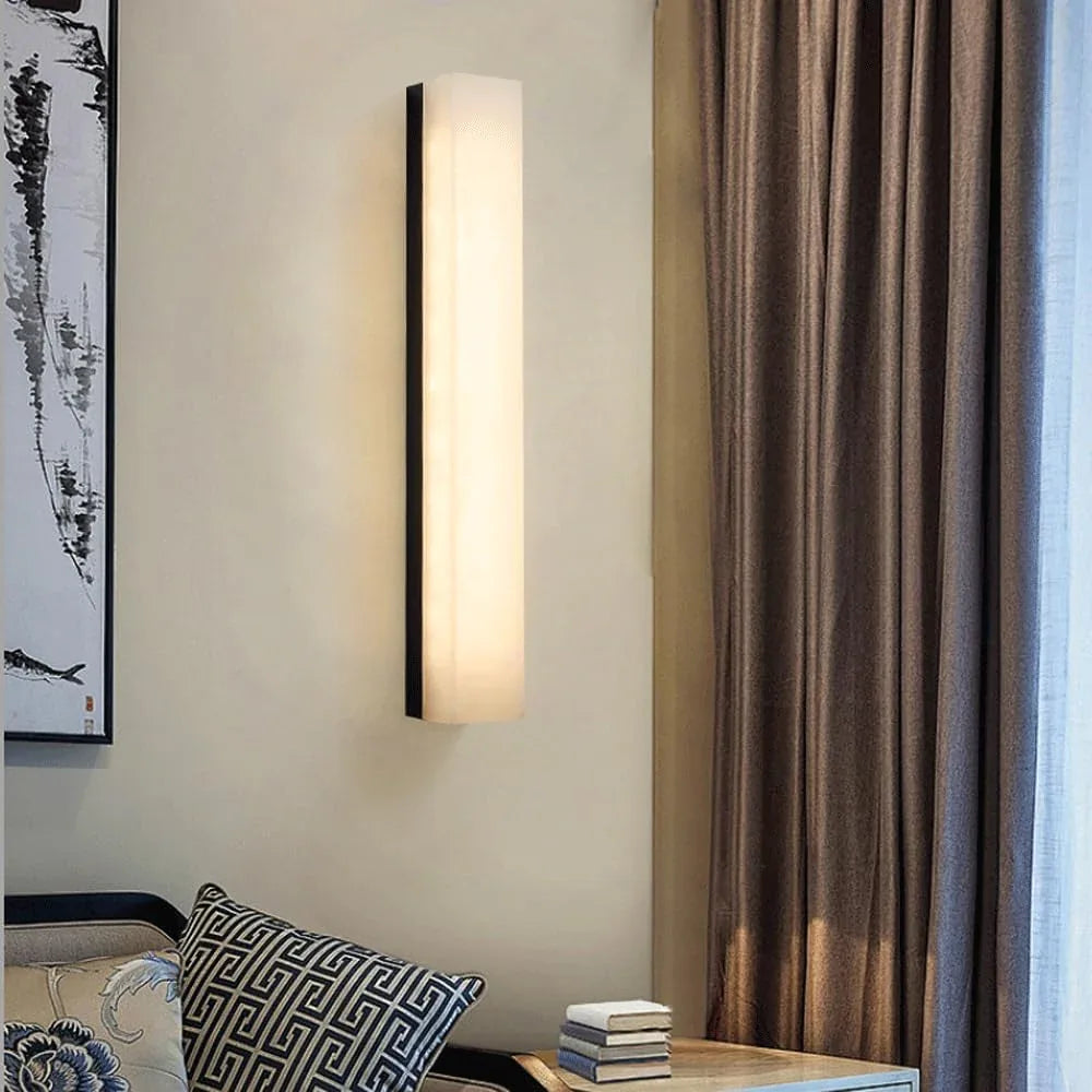 Audara-New Chinese Marble Wall Lamp Modern Light Luxury Bedside Wall Lights Living Room Background Wall Full Copper Sconces Aisle Corridor Entrance Mounted Lighting Fixture