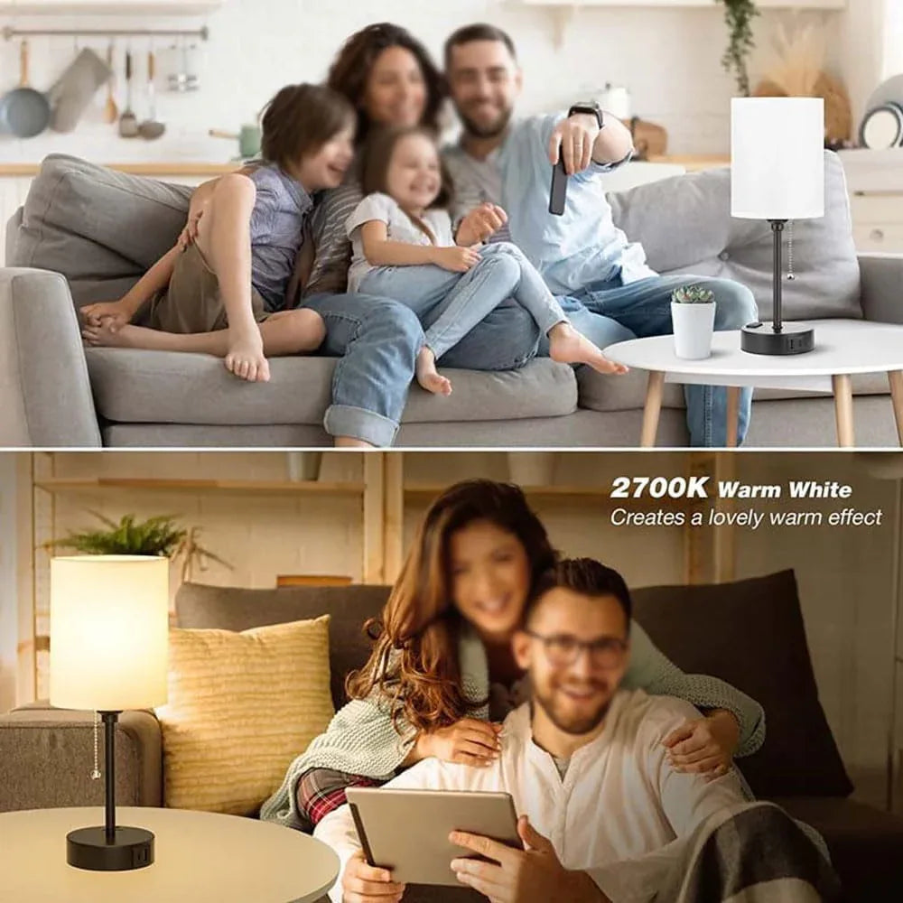 Audara-Modern Simple Bedroom Study Office Desk Light American Style Personalized Zipper Switch 2 USB 1 AC Ports Fabric Desk Lamp Apartment Hotel Decor Table Lamp Living Room Wall Cabinet Lighting Fixture