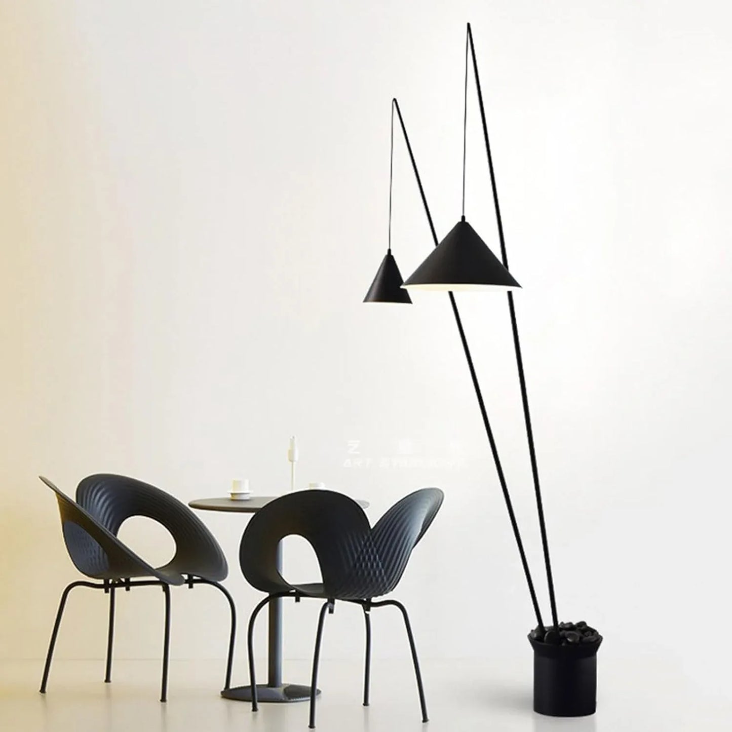 Audara-Personalized Art Hotel Model House Floor Lamp Black H47in Metal Standing Lamp Backdrop Office Corridor Torchiere Farmhouse Villa Mall Lighting Fixture