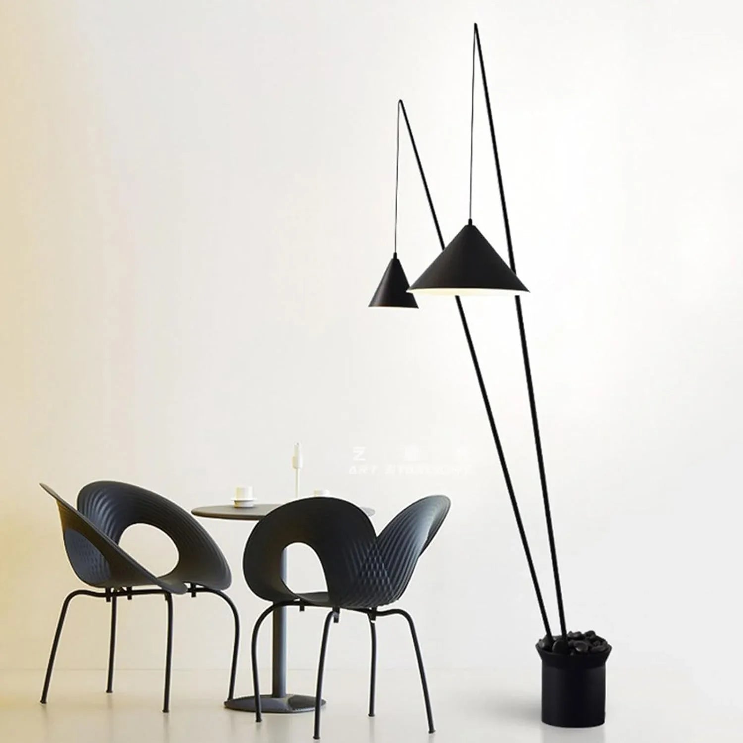 Audara-Personalized Art Hotel Model House Floor Lamp Black H47in Metal Standing Lamp Backdrop Office Corridor Torchiere Farmhouse Villa Mall Lighting Fixture