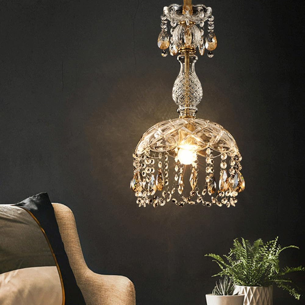 Audara-Simple Personalized Glass Bedroom Pendant Lightled French Creative Crystal Flower Study Lighting Fixturese Handmade Stringing Aisle Chandeliers Scandinavian Hotel Living Room Bedside HangingLamp