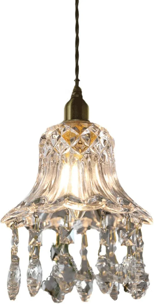 Audara-Crystal Pendant Light, 6-inch, Bohemian Style, Minimalist Design, Versatile Lighting Fixture Suitable for Living Rooms, Cafes, Dining Rooms, Kitchen Islands, and Entryways.