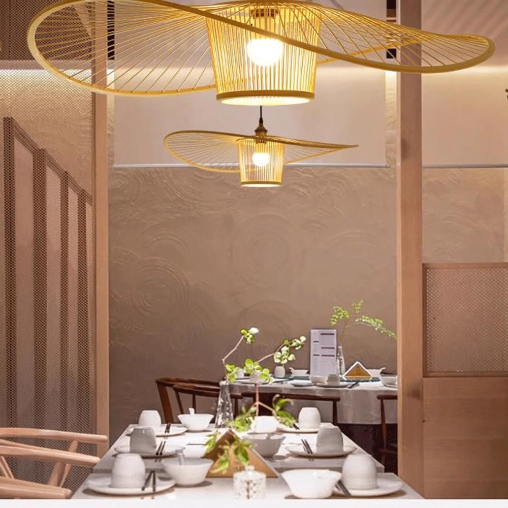 Audara-24-inch Rattan Woven Pendant Light Bohemian Wabi-Sabi Style Multi-Functional Ceiling Light Fixture Suitable for Bedrooms, Hotels, Study Rooms, Dining Areas, Entryways, and More Retro Lamp
